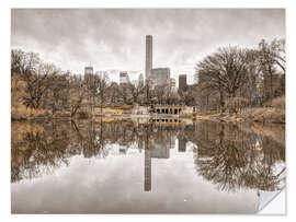 Selvklebende plakat Reflections in Central Park Pond