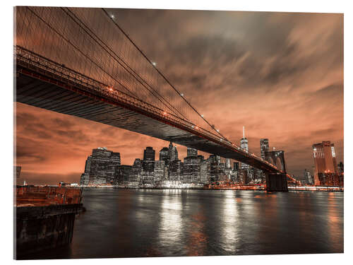 Quadro em acrílico Brooklyn Bridge at dusk