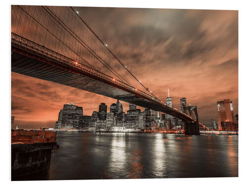 Foam board print Brooklyn Bridge at dusk