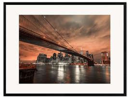 Ingelijste kunstdruk Brooklyn Bridge at dusk
