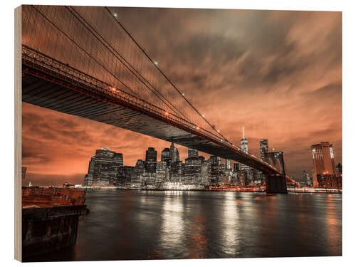 Trätavla Brooklyn Bridge at dusk