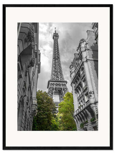 Gerahmter Kunstdruck Grüne Bäume und der Eiffelturm