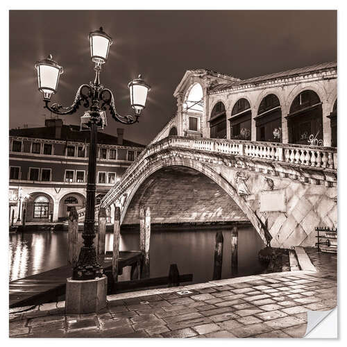 Selvklebende plakat View of the Rialto Bridge