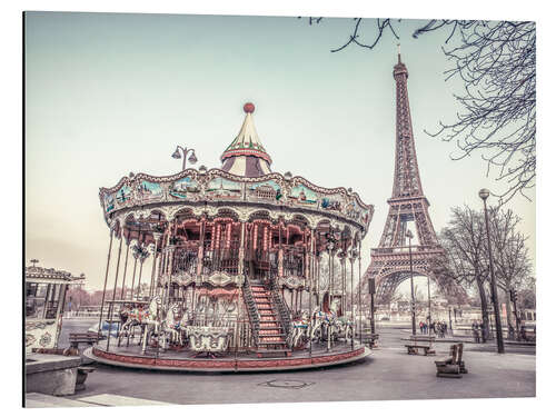 Obraz na aluminium Carousel and Eiffel Tower