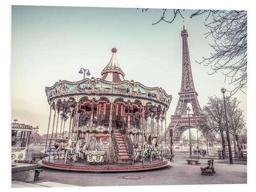 Tableau en PVC Carousel and Eiffel Tower