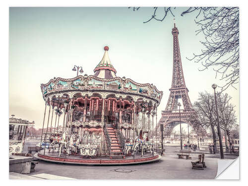 Naklejka na ścianę Carousel and Eiffel Tower