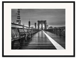 Gerahmter Kunstdruck Brooklyn Bridge s/w