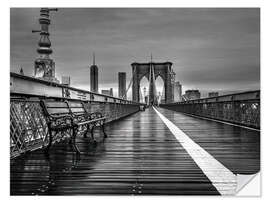 Selvklebende plakat Brooklyn Bridge b/w