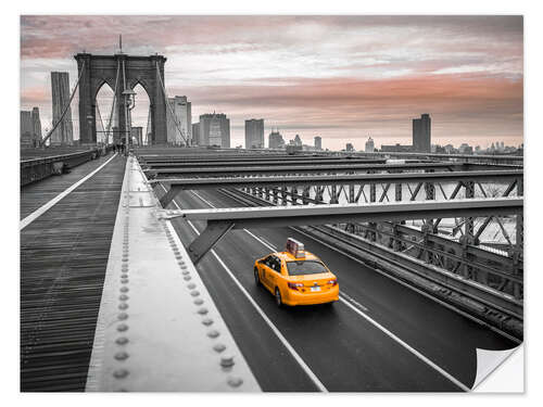 Adesivo murale Cab on the Brooklyn Bridge