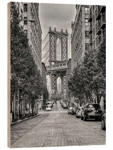 Wood print Manhattan Bridge