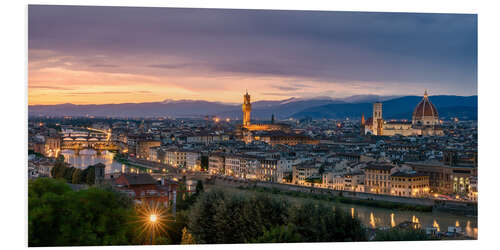 Foam board print Evening over Florence