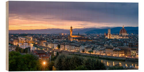 Wood print Evening over Florence