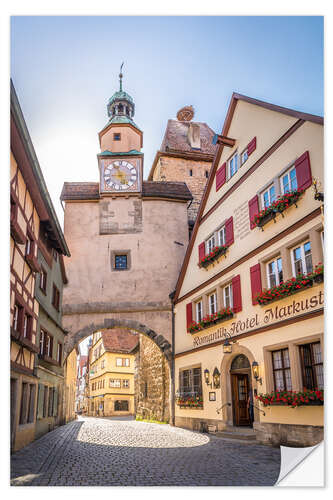 Selvklebende plakat Medieval gate in Rothenburg ob der Tauber