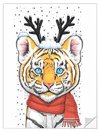 Selvklebende plakat Christmas tiger