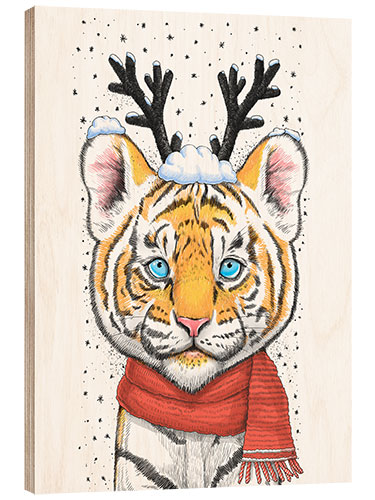 Quadro de madeira Christmas tiger