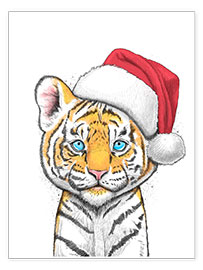 Poster Tiger mit Mütze