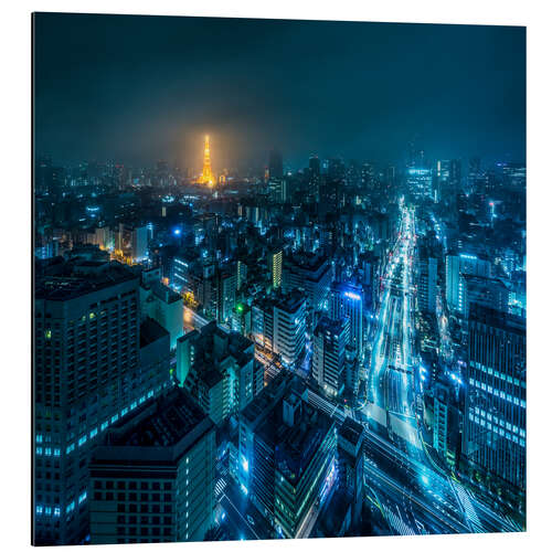 Quadro em alumínio Tokyo cityscape at night