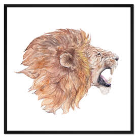 Gerahmter Kunstdruck Brüllender Löwe