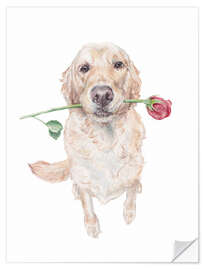 Wall sticker Golden Retriever with Rose