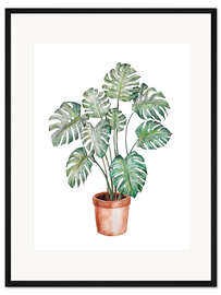 Gerahmter Kunstdruck Moderne Monstera-Pflanze