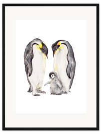 Gerahmter Kunstdruck Pinguinfamilie