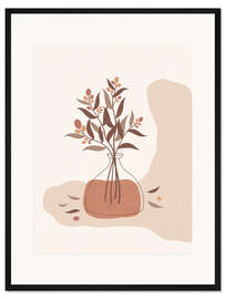 Gerahmter Kunstdruck Boho-Blumen in Vase