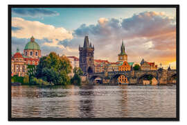 Gerahmter Kunstdruck Prag Sonnenuntergang