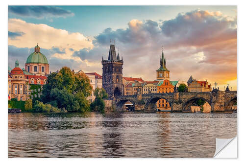 Selvklebende plakat Prague Sunset
