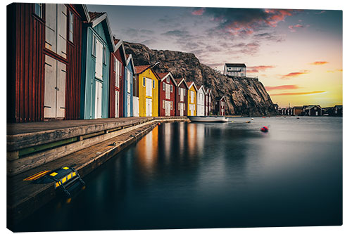 Canvas-taulu Sweden, Colourful Fishermen's Huts from Smögen