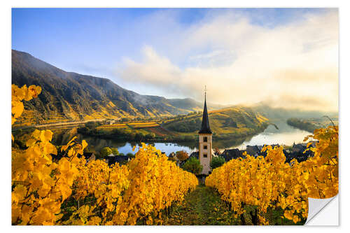 Vinilo para la pared Bremm Moselle loop, vineyards in yellow autumn colors