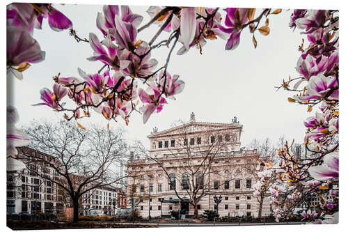 Canvas print Alte Oper Frankfurt with magnolia