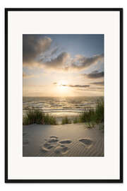 Gerahmter Kunstdruck Sonnenuntergang am Strand III