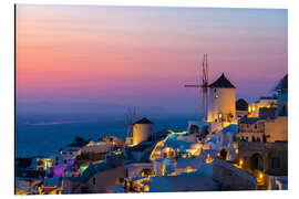 Aluminium print View of Oia in Santorini at sunset