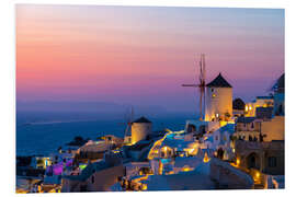 Foam board print View of Oia in Santorini at sunset