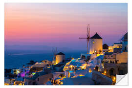 Naklejka na ścianę View of Oia in Santorini at sunset