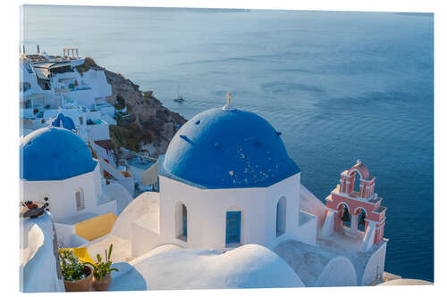 Acrylglasbild Weiße Kirche auf Santorini, Griechenland