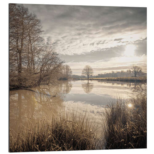 Aluminium print Sepia Lake Sunrise