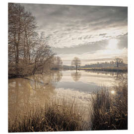 Foam board print Sepia Lake Sunrise