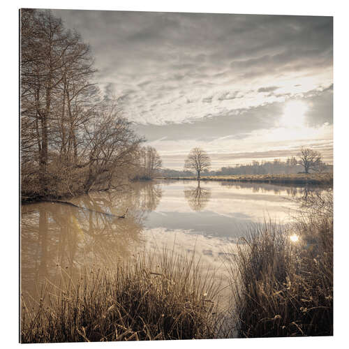 Tableau en plexi-alu Sepia Lake Sunrise