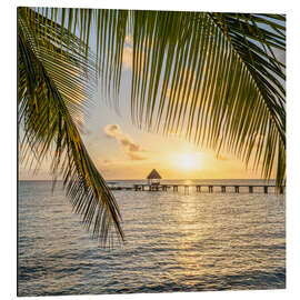Magnettafel Sonnenuntergang am Palmenstrand