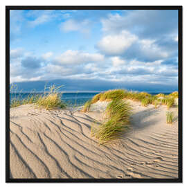 Gerahmter Kunstdruck Dünenlandschaft im Sonnenlicht