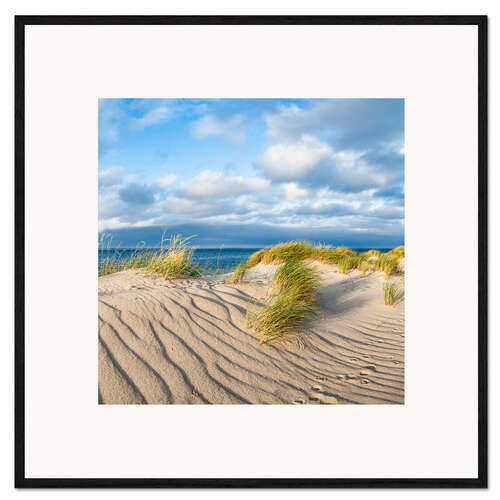 Ingelijste kunstdruk Dune landscape in the sunlight