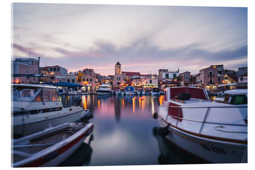 Akryylilasitaulu Sunset at the harbor in Vodice, Croatia