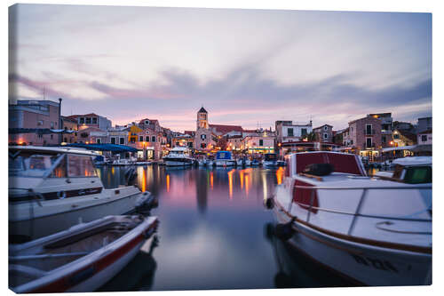 Stampa su tela Sunset at the harbor in Vodice, Croatia