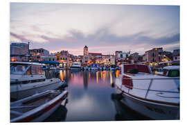 Print på skumplade Sunset at the harbor in Vodice, Croatia