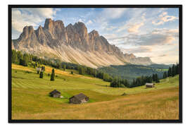 Gerahmter Kunstdruck Geislergruppe im Villnösstal in Südtirol
