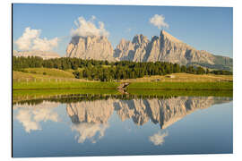 Aluminium print Reflection on the Alpe di Siusi