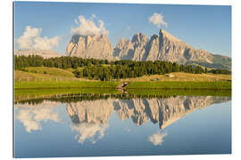 Quadro em plexi-alumínio Reflection on the Alpe di Siusi