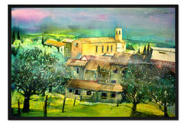 Gerahmter Kunstdruck Dorf bei San Miniato, Toskana