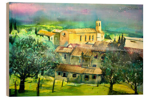 Hout print Village near San Miniato, Tuscany